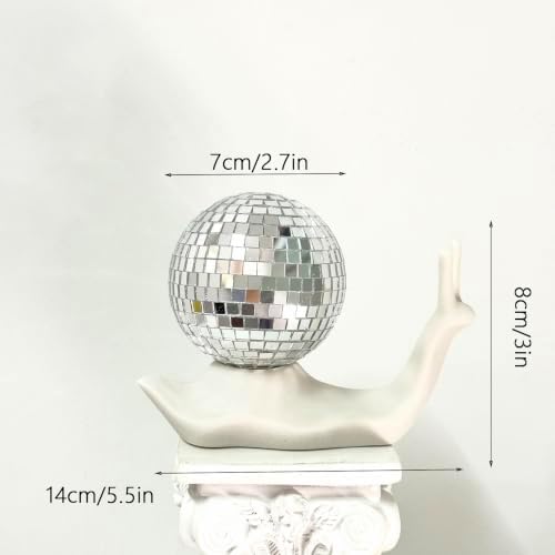 White Disco Snail Decor, Disco Ball Funky Shelf Accent, Retro Home Decor - Image 2