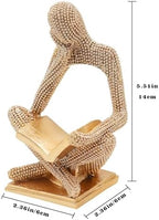 Sparkling Gold Reading Women Statue, Thinker Sculptures, Abstract Art Ornament, Modern Aesthetic Figurine Decoration for Home Living Room Bedroom Office Shelf Table Desk Bookshelf Decor - Image 6