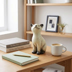 Speckled Resin Cat Figurine, Glossy Sitting Cat Statue, Cream and Black Decorative Cat Sculpture for Bookshelf, Desk, Shelf, Tabletop, Living Room, Office, Bedroom Decor, Gift for Cat Lovers (Cat) - Image 3