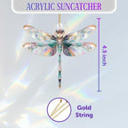 Dragonfly Ornament Stained Glass Style – Acrylic Window Hanging Suncatcher, Car Rearview Mirror Charm, Whimsical Holiday Christmas Tree Ornament, Unique Dragonfly Gifts for Women, Mom, Teacher(Sun-13) - Image 3