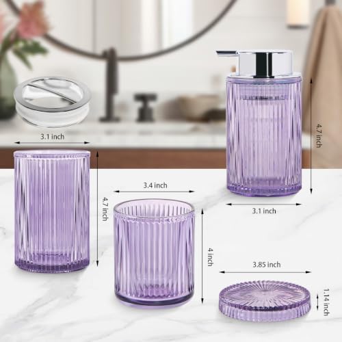 4pcs Purple Glass Bathroom Accessories Set - Image 3