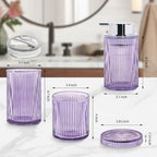 4pcs Purple Glass Bathroom Accessories Set - Image 3