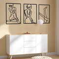 CHENGU 3 Pieces Metal Minimalist Abstract Woman Wall Art Line Drawing Wall Art Decor Single Line Female Home Hanging for Kitchen Bathroom Living Room by CHENGU