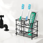 HBlife Toothbrush Holders for Bathroom, 5 Slots Black Stainless Steel Bathroom Accessories Organizer for Small Spaces - Image 2