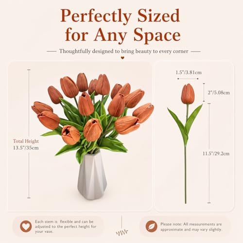 Mandy's 20pcs Artificial Burnt Orange Tulips - Image 3