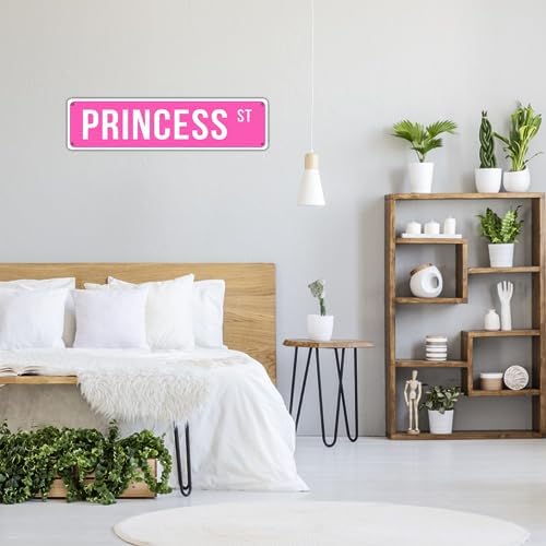 "Pink PRINCESS ST" Vintage Metal Tin Sign | Perfect for Girl's Room Decor | Exquisite Wall Art | 16x4 inchesCafe (B75) - Image 5