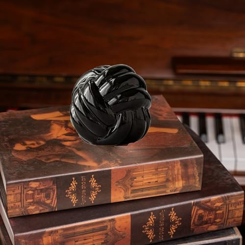 Ceramic Knot Decor, Small Chain Link Decor, Coffee Table Decor, Book Shelf Decor, Entry Table Decor, Aesthetic Minimalist Decorative Objects for Modern Home Living Room, Desk Decor for Office (Black) - Image 3