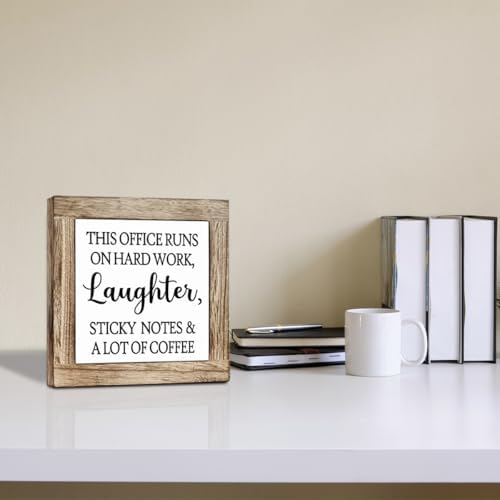 Inspirational Desk Signs, Coffee Wooden Box Sign, Funny Office Desk Decor, Square Wood Block Sign Table Signs, Small Decor for Shelves, Freestanding Home Decoration 5.9x5.9 Inches - Image 5