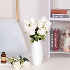 10pcs Vintage Ivory Roses Artificial Flowers, Realistic Faux Rose with Stem - Image 6