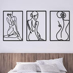 CHENGU 3 Pieces Metal Minimalist Abstract Woman Wall Art Line Drawing Wall Art Decor Single Line Female Home Hanging for Kitchen Bathroom Living Room - Image 2