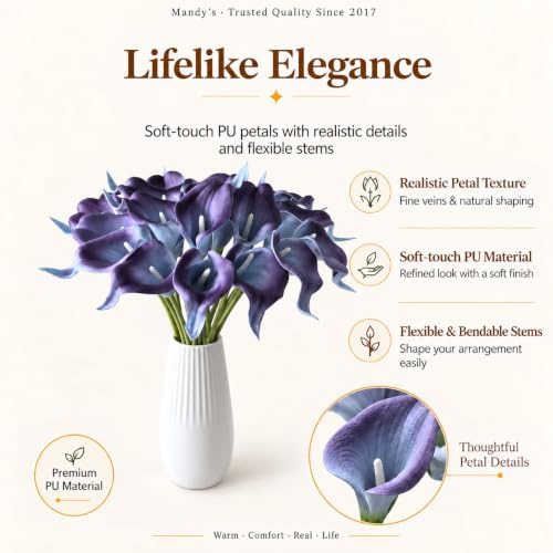 Mandy's 20pcs Purple Calla Lily Artificial Flowers - Image 2