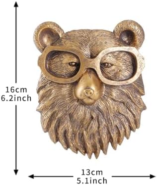 Joogour Head Wall Mount Decor,Resin Animal Sculptures，Art Deco Wall Hanging Decoration for Living Room Bedroom Officeroom Gift (Bear) - Image 2