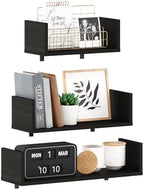 Furinno Rossi Bedroom Decor Wall Mounted Floating Display Shelves with Invisible Brackets, Set of 3, Espresso by Furinno-FitsYourSpaceFitsYourBudget