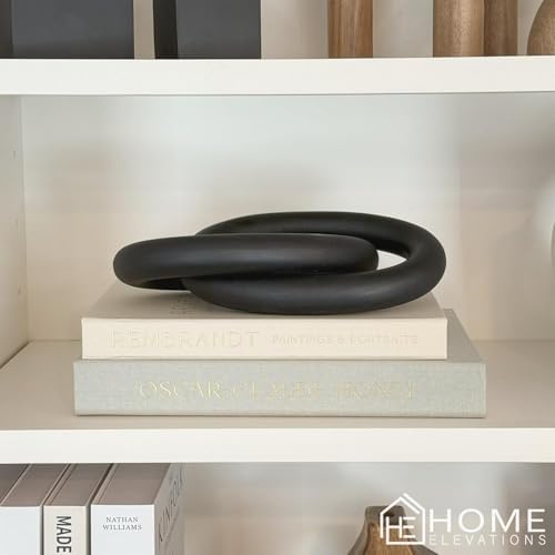 13" Black Wood Chain Link Decor, Decorative Knot Coffee Table Accent - Image 6