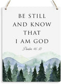 Inspirational Decor Be Still and Know That I am God Psalm 46:10 Christian Gifts Bible Verse Wall Art Scripture Wooden Hanging Sign for Modern Home Office Bathroom Bedroom Decoration 8 x 10 Inches by BELLOWDEER