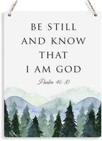 Inspirational Decor Be Still and Know That I am God Psalm 46:10 Christian Gifts Bible Verse Wall Art Scripture Wooden Hanging Sign for Modern Home Office Bathroom Bedroom Decoration 8 x 10 Inches by BELLOWDEER