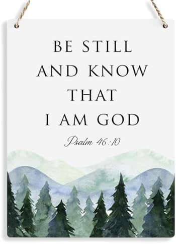 Inspirational Decor Be Still and Know That I am God Psalm 46:10 Christian Gifts Bible Verse Wall Art Scripture Wooden Hanging Sign for Modern Home Office Bathroom Bedroom Decoration 8 x 10 Inches by BELLOWDEER