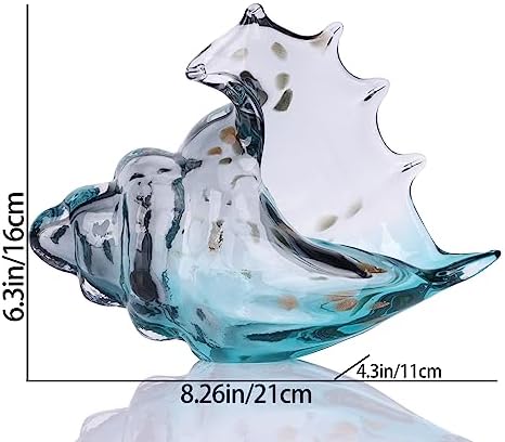 Hand Blown Glass Conch Statue, Gray Glass Art Figurine, Conch Shell Coastal Home Decor, Living Room TV Stand and Bookcase Decor, Bathroom Shelf top and Cabinet Decor. - Image 2