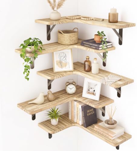 Fixwal Conner Shelves Wall Mounted for Decor, Carbonized Black 5pcs by Fixwal