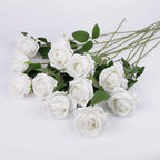12 Pcs Artificial Rose Flowers, Silk Roses with Long Stems, Realistic Fake Roses for Wedding Centerpiece Party Home and Office DIY Decor, White by Solivya