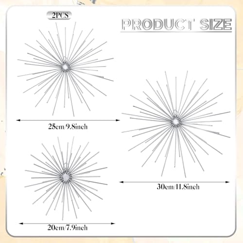 Shimeyao 4 Pcs Silver Starburst Wall Decor, Metal 3D Spike Wall Art Set - Image 4
