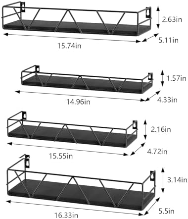 Floating Shelves Set of 4, Wood Wall Shelf, Farmhouse Shelf for Bedroom - Image 3