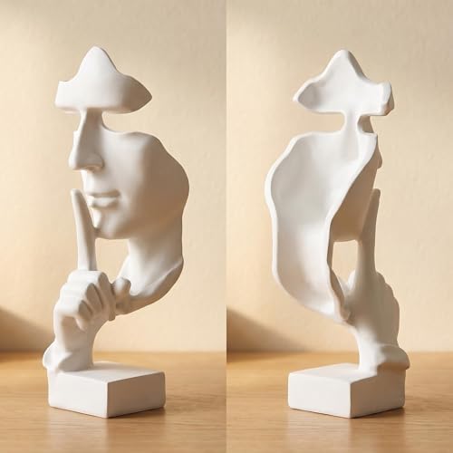 White Abstract Face Sculpture Minimalist Abstract Face Figurine Modern Home Decor Abstract Human Face Statue for Living Room Bedroom - Image 5