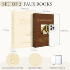 AKONEGE Set of 2 Linen Decorative Books with Hidden Storage for Home Decor - Image 2