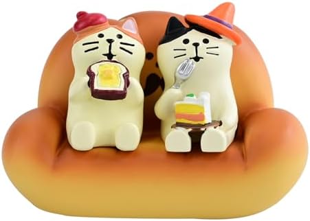 Mevodeata 2Pcs Cute Mini Cat Figurine with Bread Sofa by Unknown