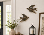 AMOIENSIS 4.75 Inch Vintage Swallow Bird Wall Sculpture Set of 2 - Image 4