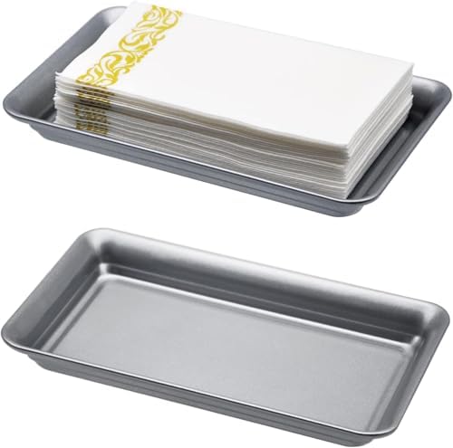 SheeChung Metal Vanity Tray, Bathroom Counter Storage Tray, Gray 2 Pack by SheeChung