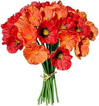 Mandy's 30 Stems Red and Orange PU Poppy Artificial Flowers by Mandys