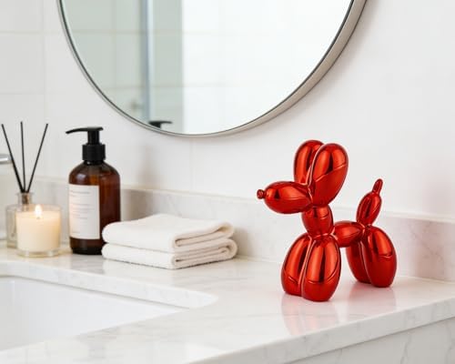 4 Inch Shiny Red Balloon Dog Sculpture - Image 3