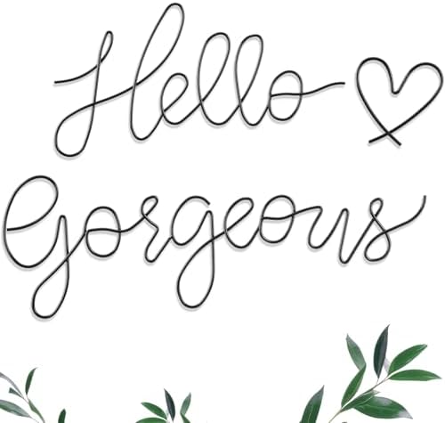 Hicarer Metal Hello Gorgeous Wall Art Minimalist Wall Decor,Black,Fashion by Hicarer