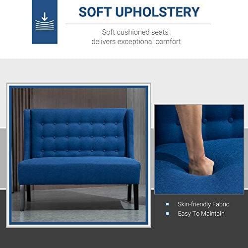 HOMCOM Wingback Double Sofa Linen Fabric Upholstery Button Tufted Loveseat - Image 7