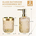RRM Glass Bathroom Toothbrush Holder and Soap Dispenser Set, Brown - Image 4