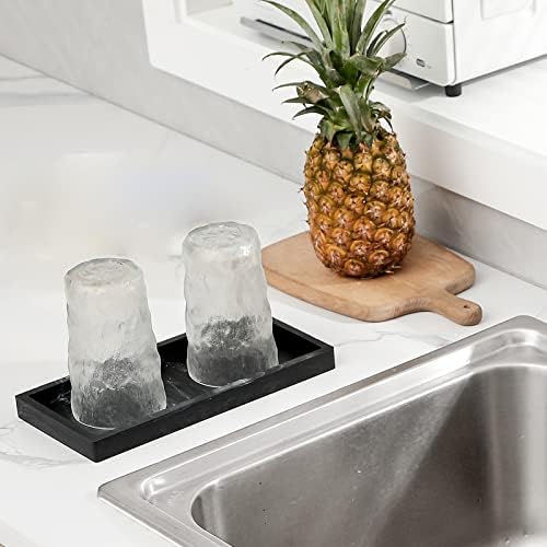Silicone Bathroom Vanity Tray Dish Soap Holder Sink Organizer, Marble Black - Image 7