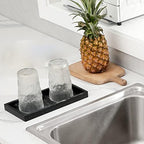 Silicone Bathroom Vanity Tray Dish Soap Holder Sink Organizer, Marble Black - Image 7