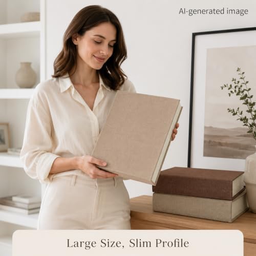 DECOR4SEASON Modern Linen and Wood Decorative Faux Book Boxes Set of 3, 12" - Image 6