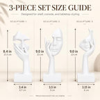 3 Pcs Thinker Large Statue Set - White Art Abstract Home Accent Figurines for Living Room, Bedroom, Shelves, Office Desktop, Coffee Table Decor, Gift for Women (3 Pcs White, 9") - Image 3