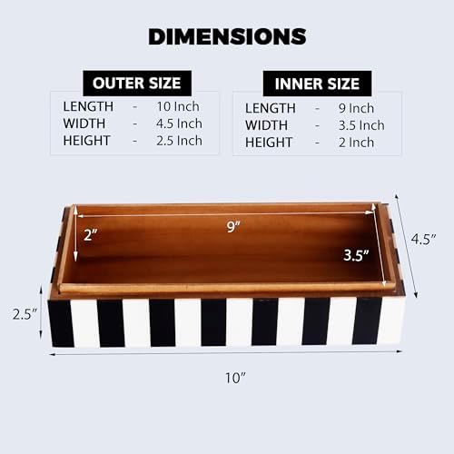Handicrafts Home Decorative Storage Box with Lid, Black and White Decorative Box for Remote Controls, Coffee Table Storage Organizer, Keepsake Box for Living Room, Shelf & Hallway Decor, 10x4.5x2.5 - Image 2