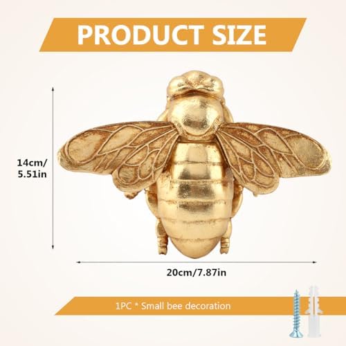 DOQXYAVM Gold Honey Bee Wall Art Decor, 3D Resin Bee Wall Sculpture, Hanging Insect Home Decoration for Living Room, Bedroom, Bathroom, Kitchen (L) - Image 2