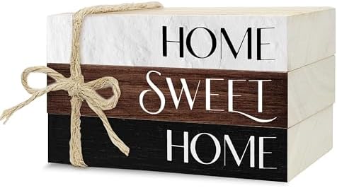 Ycyfckdr Mini Decorative Books for Home Decor, Rustic Wood Stack for Table, Home Sweet Decor Books for Living Room Shelf, Farmhouse Stacked Book Gift (L10) by Ycyfckdr