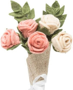 Glaciart One Felt Roses Flowers Artificial Bouquet - 5 pcs|Reusable, Washable and Essential Oil Ready Multi Color Artificial Flowers w/Bendable Wire Stem |Great as Gift and Home or Event Decorations by GlaciartOne