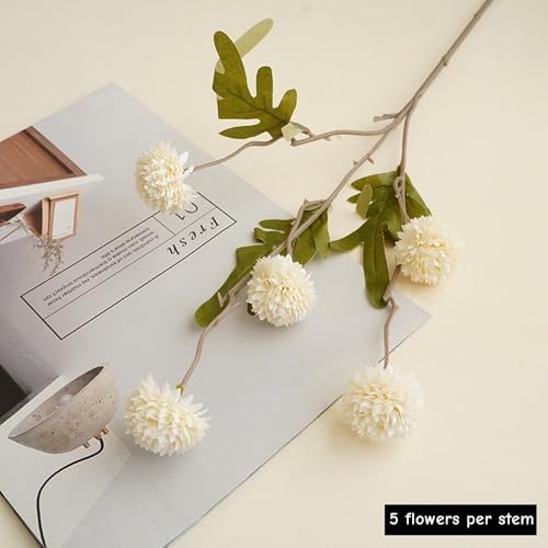 Artificial Flowers for Vase 10 Pcs, 20 in Fake Mums Long Stems White - Image 4