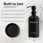 Black Glass Dish Soap Dispenser for Kitchen Sink by Brighter Barns - Modern Kitchen Soap Dispenser Set with Tray and Stainless Steel Pump - Modern Decor for Vacation Rental, Restaurants, Gifts (Black) - Image 3