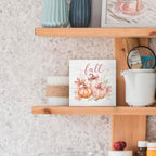 Fall Pink Bow White Orange Pumpkin Wood Box Sign Desk Decor 5X5 - Image 5