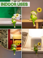 Frog Figurine, Funny Frog Statue with Removable Flower, DIY Customizable Office Home Decor for Living Room Shelf Desk Accessories, Outdoor Yard Garden Decorations, Birthday Gifts for Women - Image 6