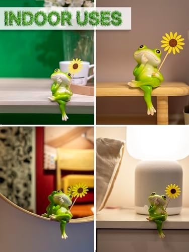 Frog Figurine, Funny Frog Statue with Removable Flower, DIY Customizable Office Home Decor for Living Room Shelf Desk Accessories, Outdoor Yard Garden Decorations, Birthday Gifts for Women - Image 6