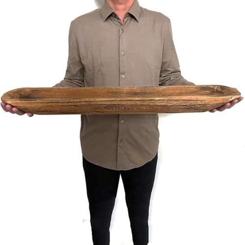 Wooden Dough Bowl Decor, Vintage Wooden Bowl Hand Carved Home Decor for Dining Table Center, Living Room, Kitchen Decor. (30inch brown) by Unknown